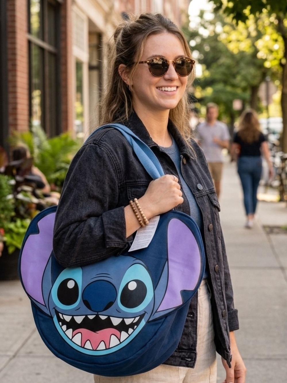 Disney Blue and Purple Stitch Tote Bag for Women